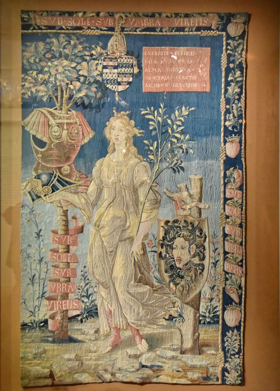 "Minerve pacifique" tapisserie de la Manufacture française d'après un dessin de Sandro Botticelli.