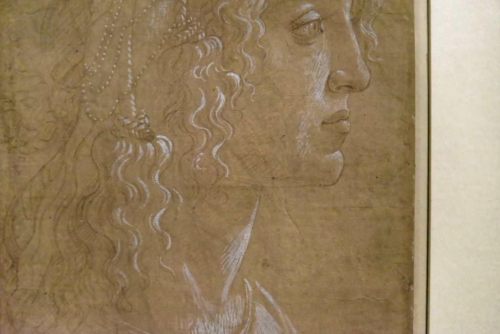 "Étude de tête féminine" attribuée à Botticelli. Dessin préparatoire à la Belle Simonetta.