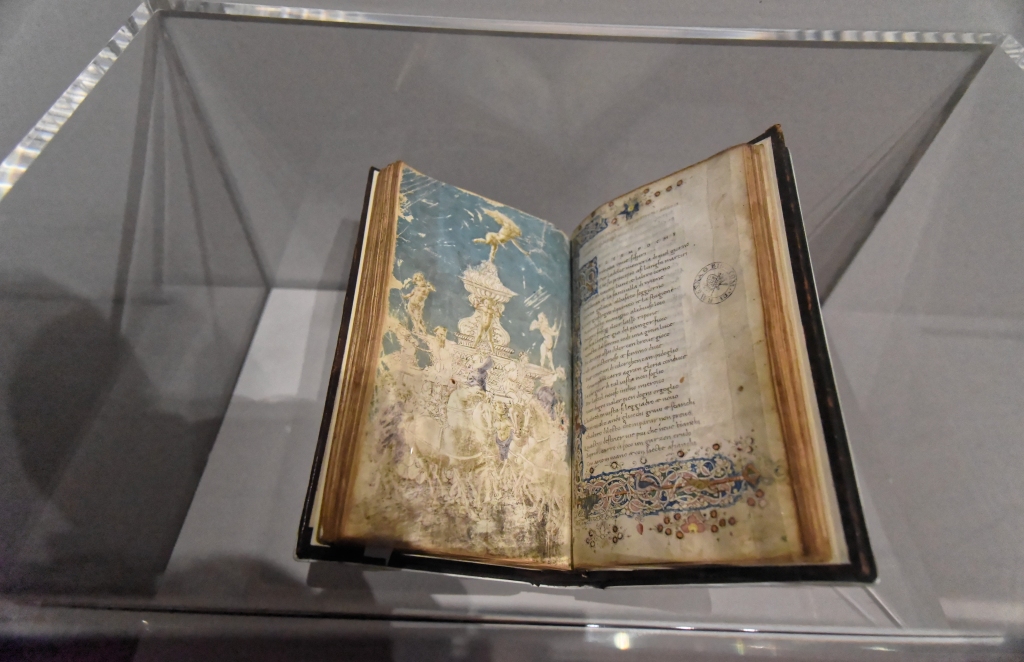 "Triomphe de l'Amour" de Botticelli dans un livre de Pétrarque Le Chansonnier et Les Triopmhes.