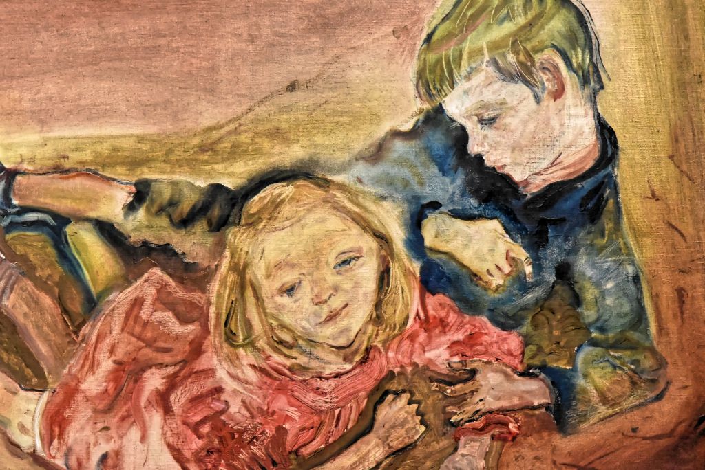 La main gauche de la petite fille est représentée poing serré, refusant la main ouverte de son frère. Tendresse et agessivité c'est ce qu'à voulu montrer le peintre.