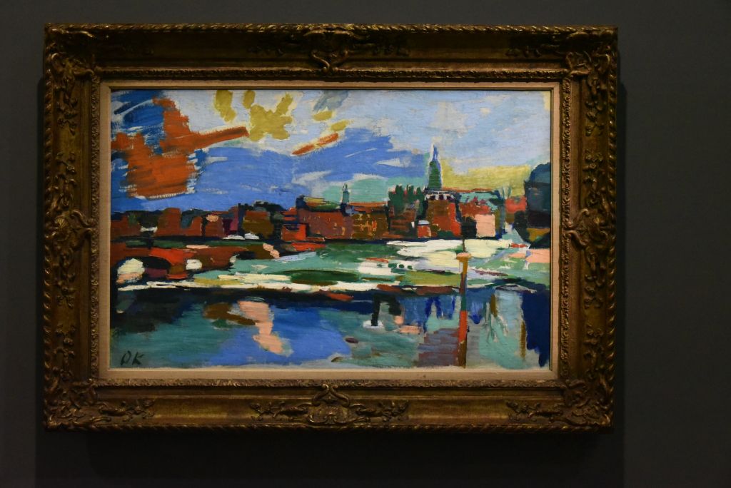 Dresde, Neustadt V (1921) Ce tableau et le suivant appartiennent à la série de paysages de l'Elbe que surplombe l'atelier de Kokoschka alors qu'il réside à Dresde.