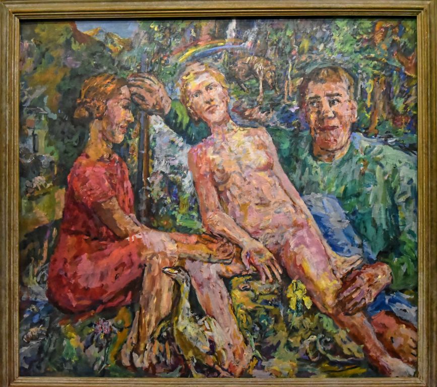 La Source (1932-1938 Une œuvre retravaillée sur plusieurs années. On y voit le peintre et sa femme Olda entourant une poupée dans un heureux recueillement.