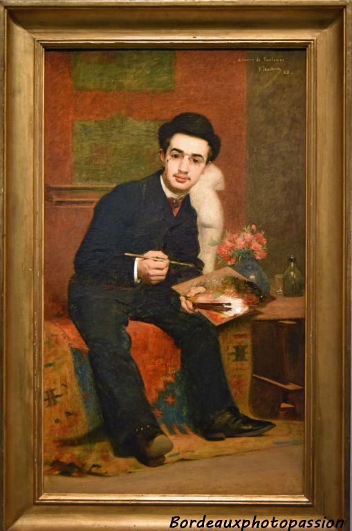Henri Rachou 1883 Portrait de Toulouse-Lautrec  dans une des plus vieilles familles nobles de France. Ses parents, cousins, seront à l'origine de sa maladie conséquence d'une consanguinité.