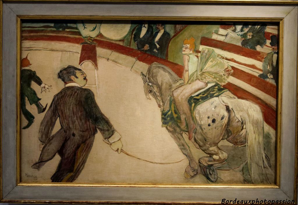 Au cirque Fernando L'écuyère, œuvre d'une série de tableaux sur le thème du cirque situé en haut de la rue des Martyrs.1887-1888