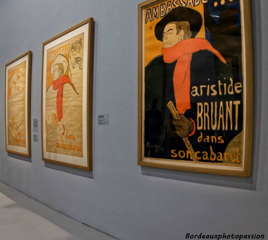 Le chansonnier Aristide Bruant créé son cabaret Le Mirliton en 1885. Lautrec y accroche ses œuvres pour se faire connaître.
