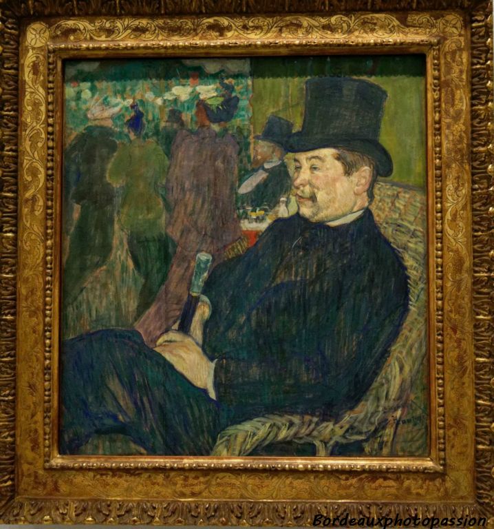 Lautrec a fait aussi le portrait d'hommes qu'il cotoyait comme Monsieur Delaporte au Jardin de Paris. 1893