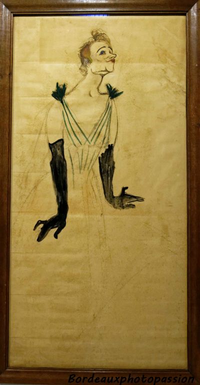 Yvette Gilbert 1894 Lautrec caricature la silhouette particulière de la chanteuse.