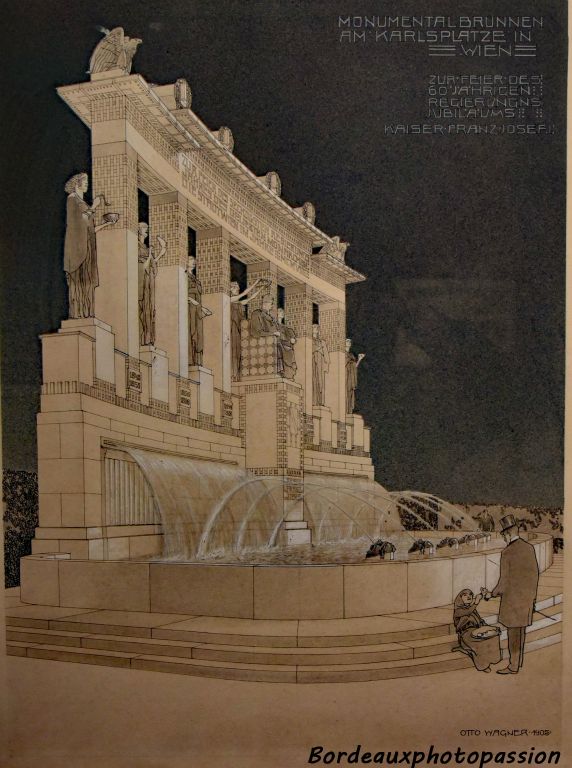 Fontaine monumentale Karlzplatz 1904-1905 Projet non réalisé Otto Wagner