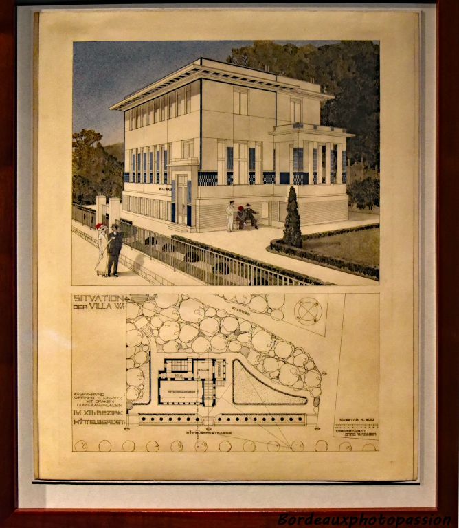 Avec sa 2e villa, Otto Wagner montre son attachement au classique tout en montrant un minimum de décor. À noter le toit plat copié par les modernistes.