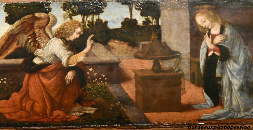 2e partie du retable l'Annonciation huile sur bois vers 1480-1485. La commande a été passée à Verrochio mais c'est son élève qui l'exécuta.