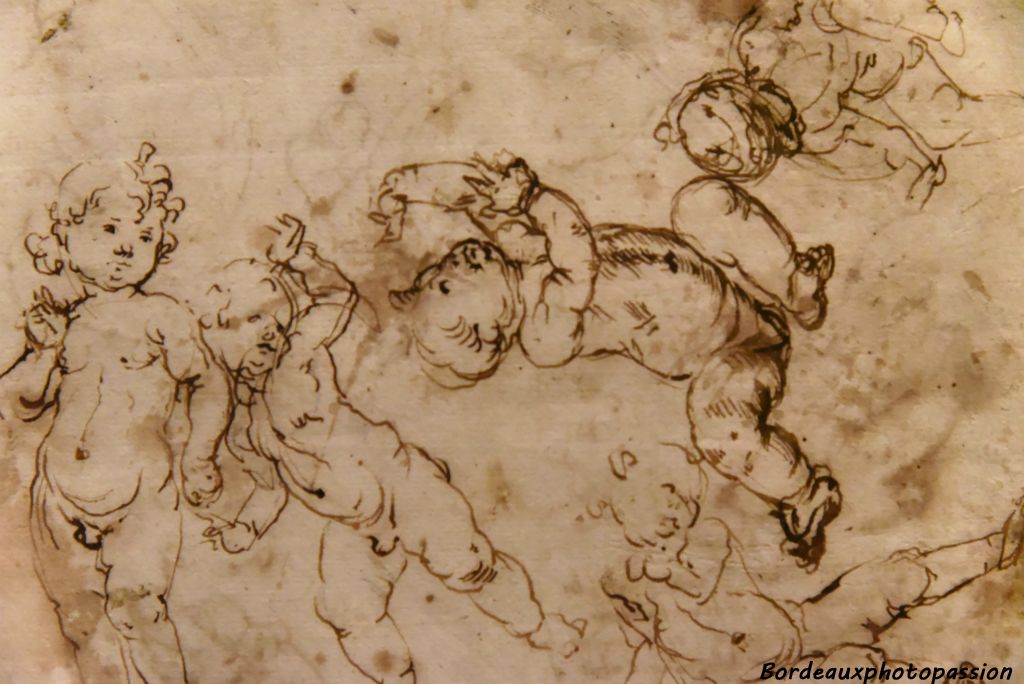 Andrea del Verrochio Études d'enfants Traces de pointe de métal ou pierre noire vers 1470-1480