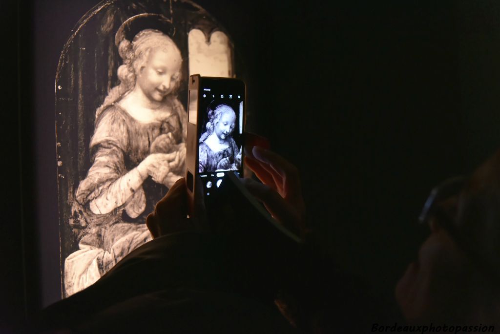 Réflexographie infrarouge Vierge à l'Enfant dite Madone Benois