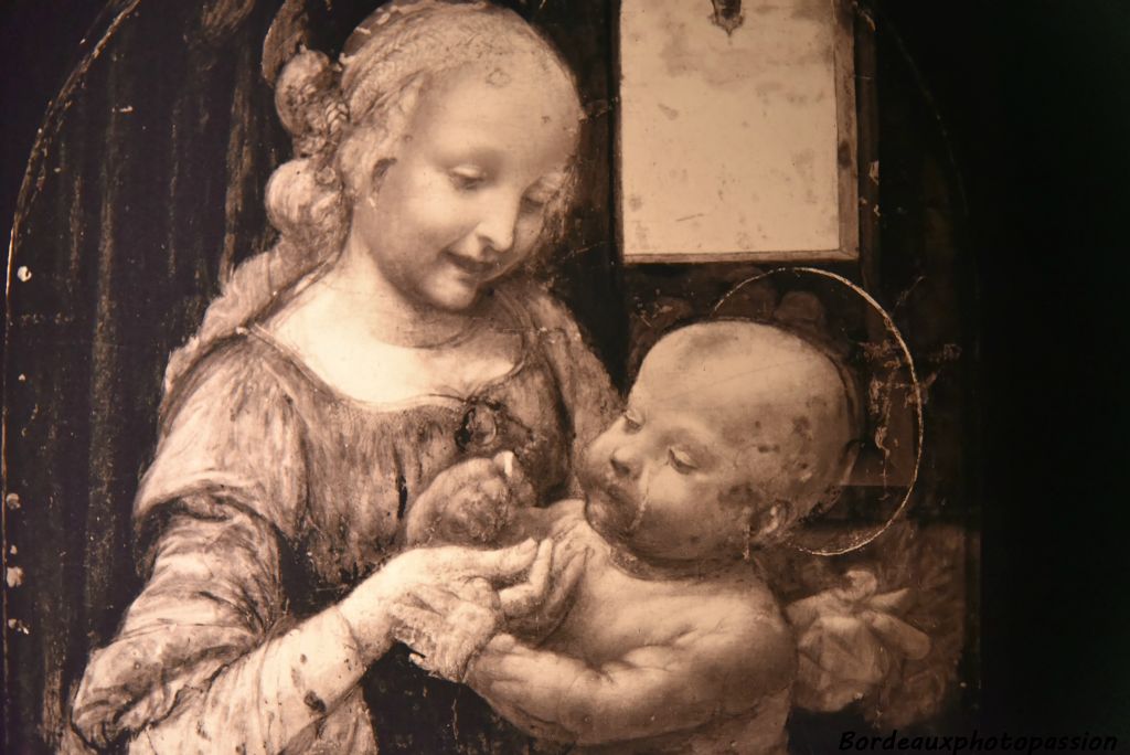Réflexographie infrarouge Vierge à l'Enfant dite Madone Benois (détail)