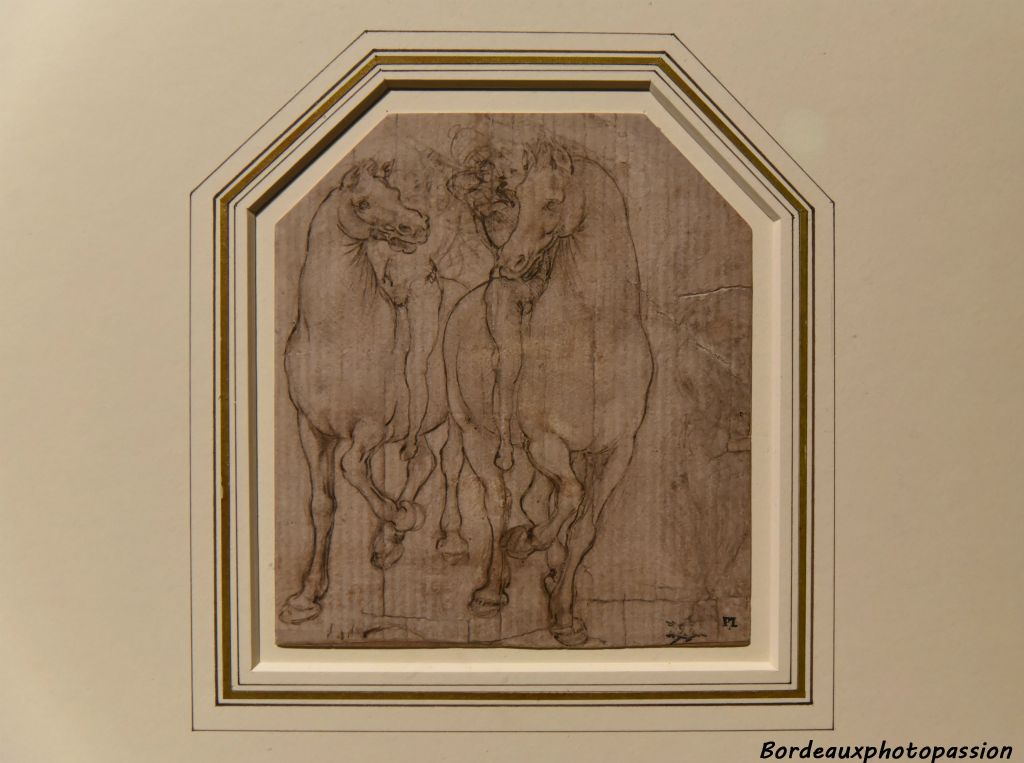 Léonard de Vinci Études de deux cavaliers et d'une figure debout pour l'Adoration des Mages