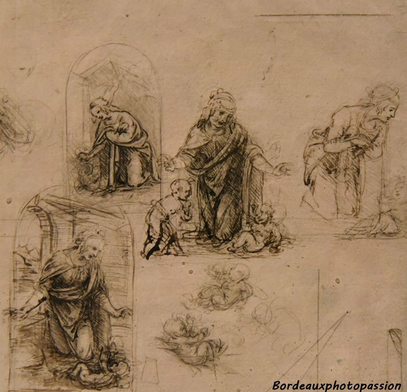 Études pour la composition de la Vierge aux rochers vers 1483-1485 Léonard de Vinci