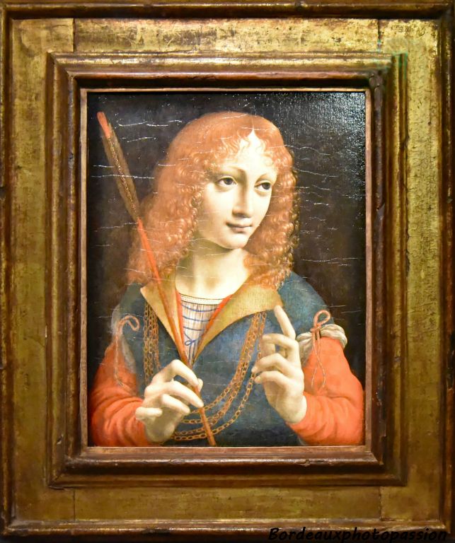 Jeune homme tenant une flèche attribué à Marco d'Oggiono vers 1490-1494