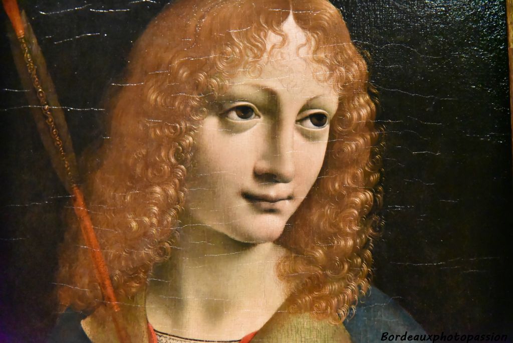 Jeune homme tenant une flèche attribué à Marco d'Oggiono (détail)