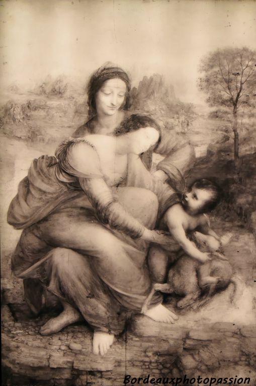 Réflexographie de Sainte Anne, la Vierge et l'Enfant Jésus jouant avec un agneau, dite la Sainte Anne.
